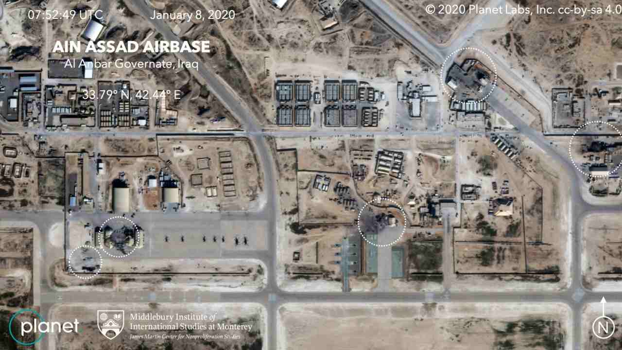 Ilustračná fotografia: satelitný snímok poškodenia na leteckej základni Al Asad v Iraku po iránskom útoku. Foto: Planet Labs Inc., zdroj: npr.org / Wikimedia Commons, licencia CC BY-SA 4.0, zdroj Wikimedia Commons