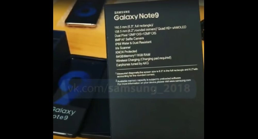 Samsung Galaxy Note 9 specifikacie