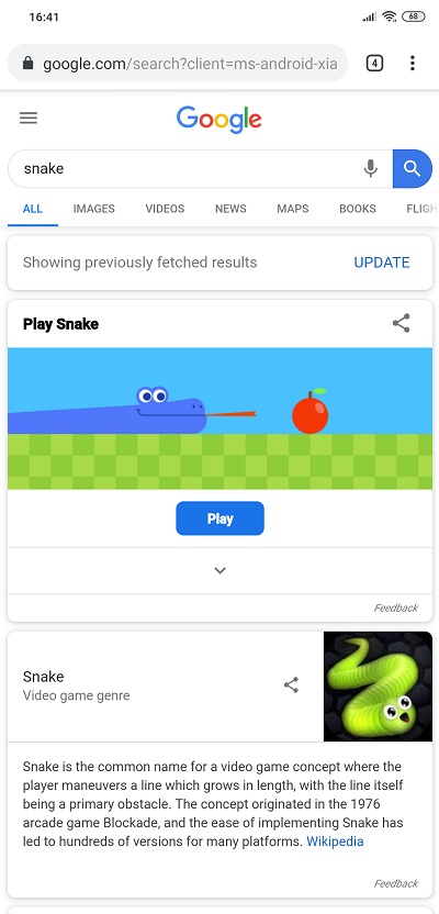 Google tipy a triky v internetovom prehliadaci Chrome hra snake