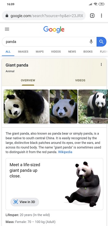 Google tipy triky pozrite si zviera v skutocnej velkosti (2)