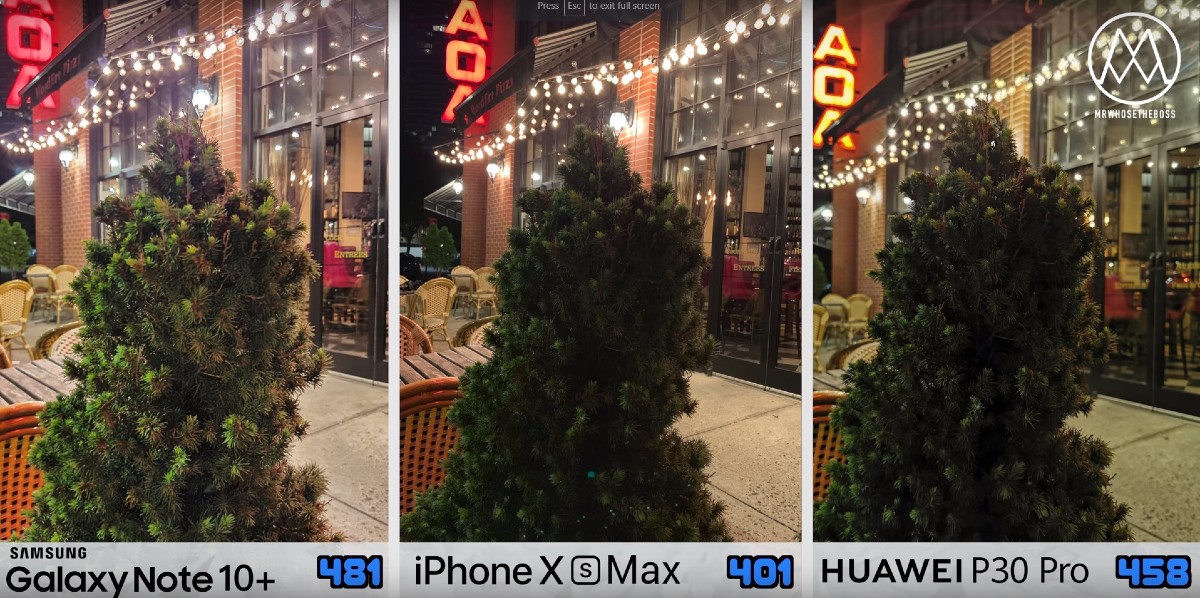 Samsung Galaxy Note 10 plus vs iPhone Xs vs Huawei P30 Pro_12_nocne svetlo