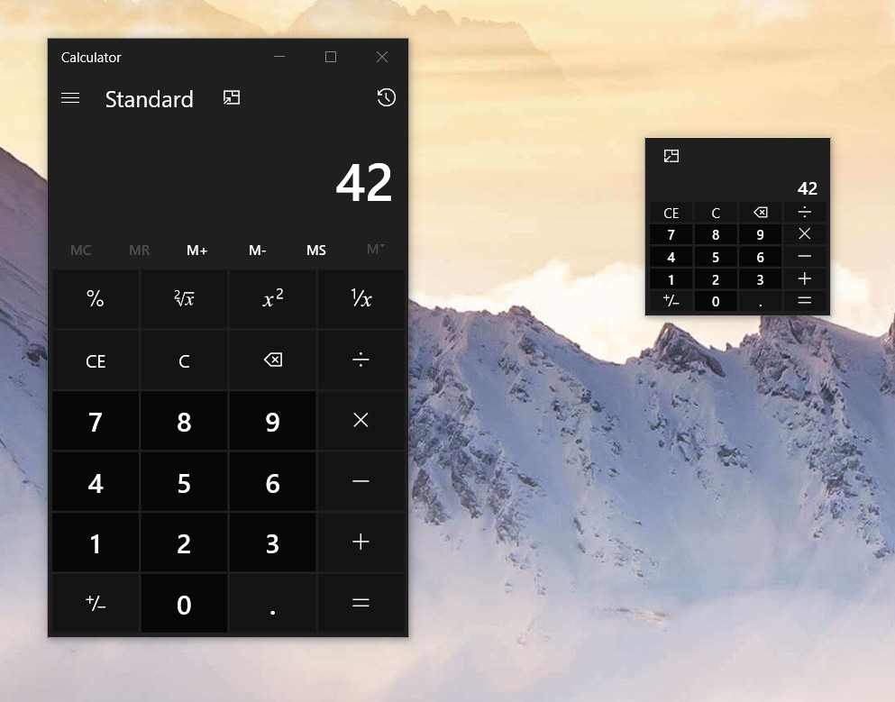 Windows Kalkulacka pridanie funkcie malej kalkulacky na vrchu