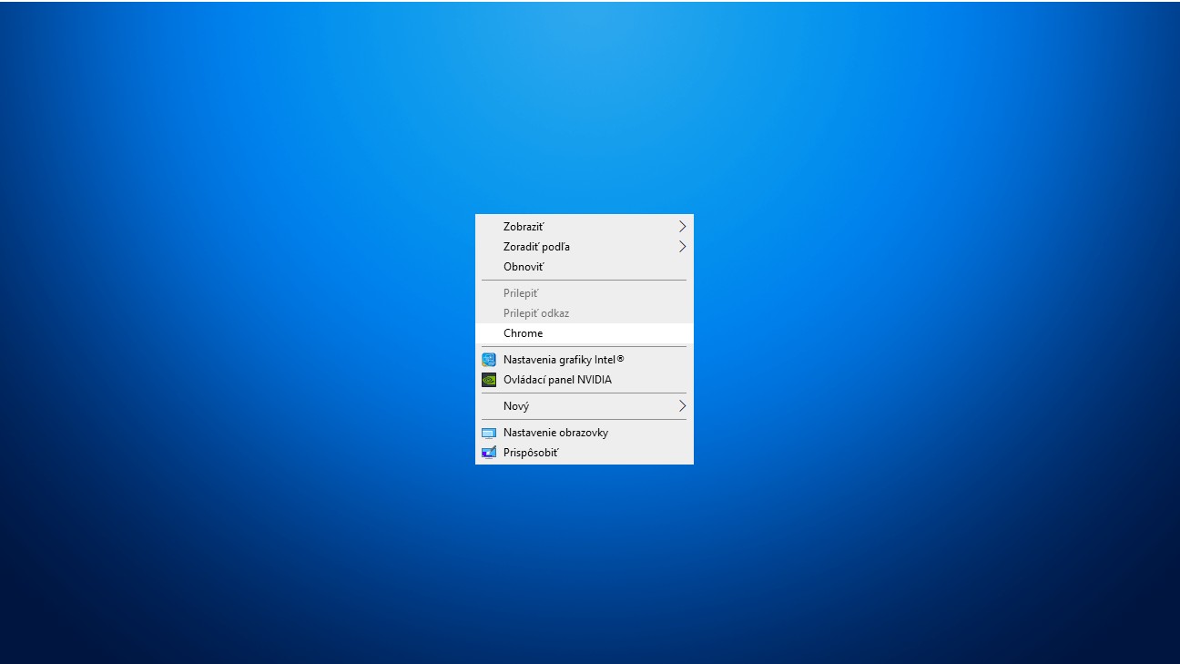 Windows 10 skratka na aplikaciu v kontextovom menu