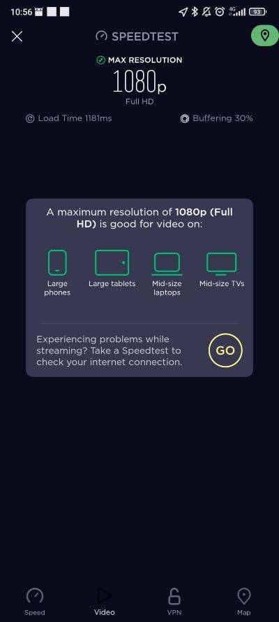 SpeedTest_test kvality streamovania FULL HD vysledok