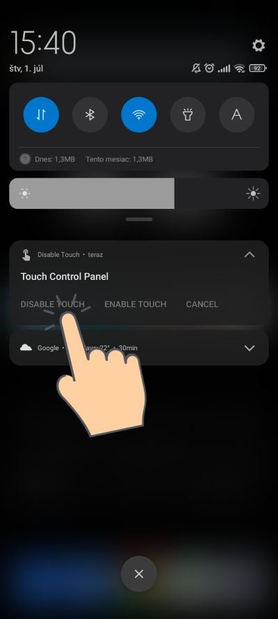 Vypnutie podpory dotykov_displej_Disable Touch aplikacia_2