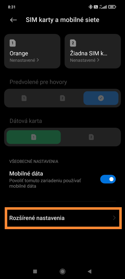 Xiaomi dátový roaming