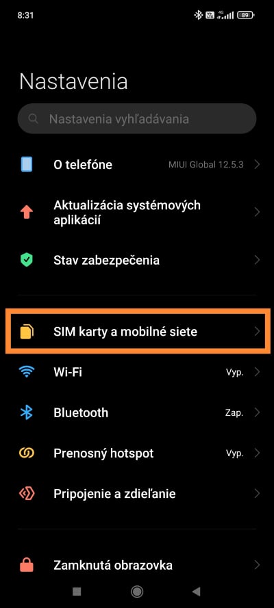 Xiaomi dátový roaming