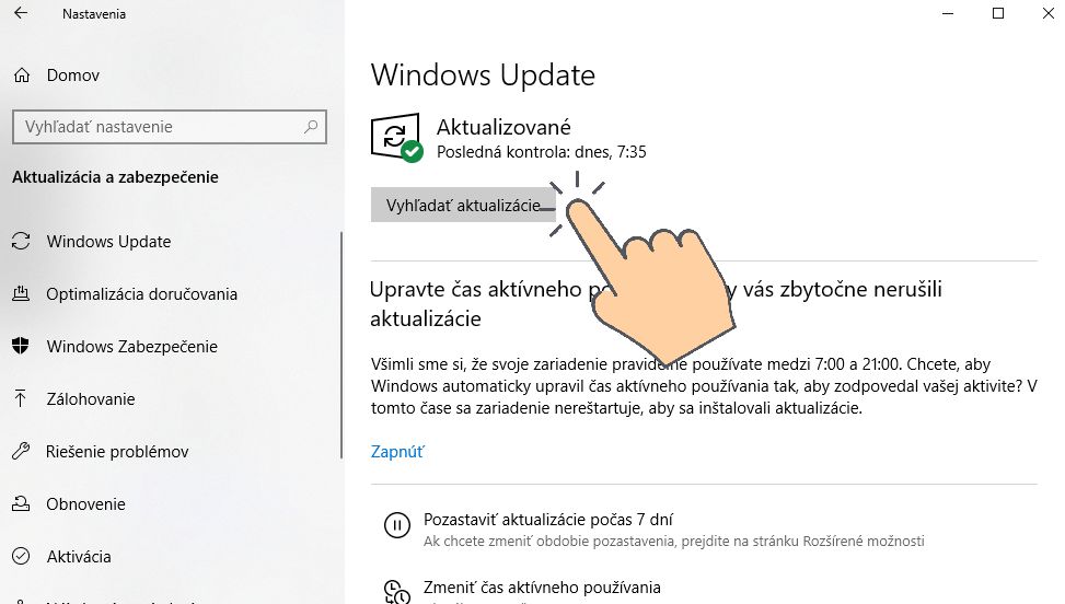 Windows Update_skontrolovanie aktualizacii