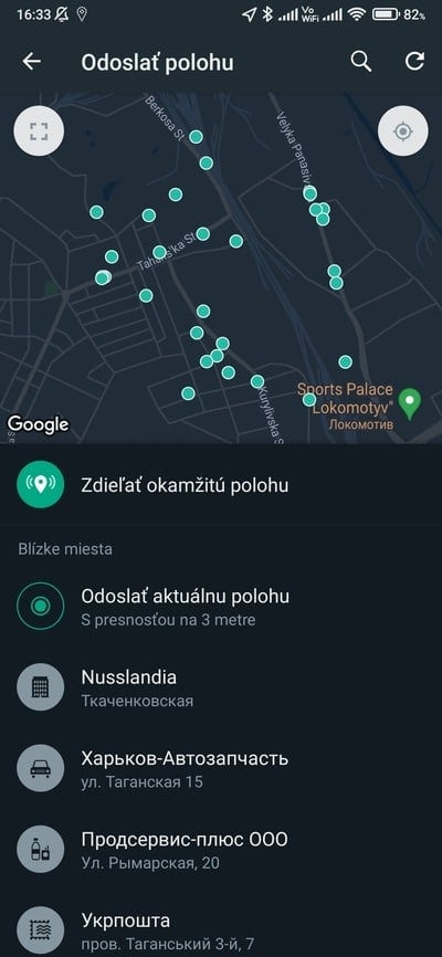 whatsapp zoznam miest v okolí