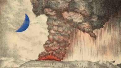 Erupcia sopky Krakatoa vytvorila modrý mesiac