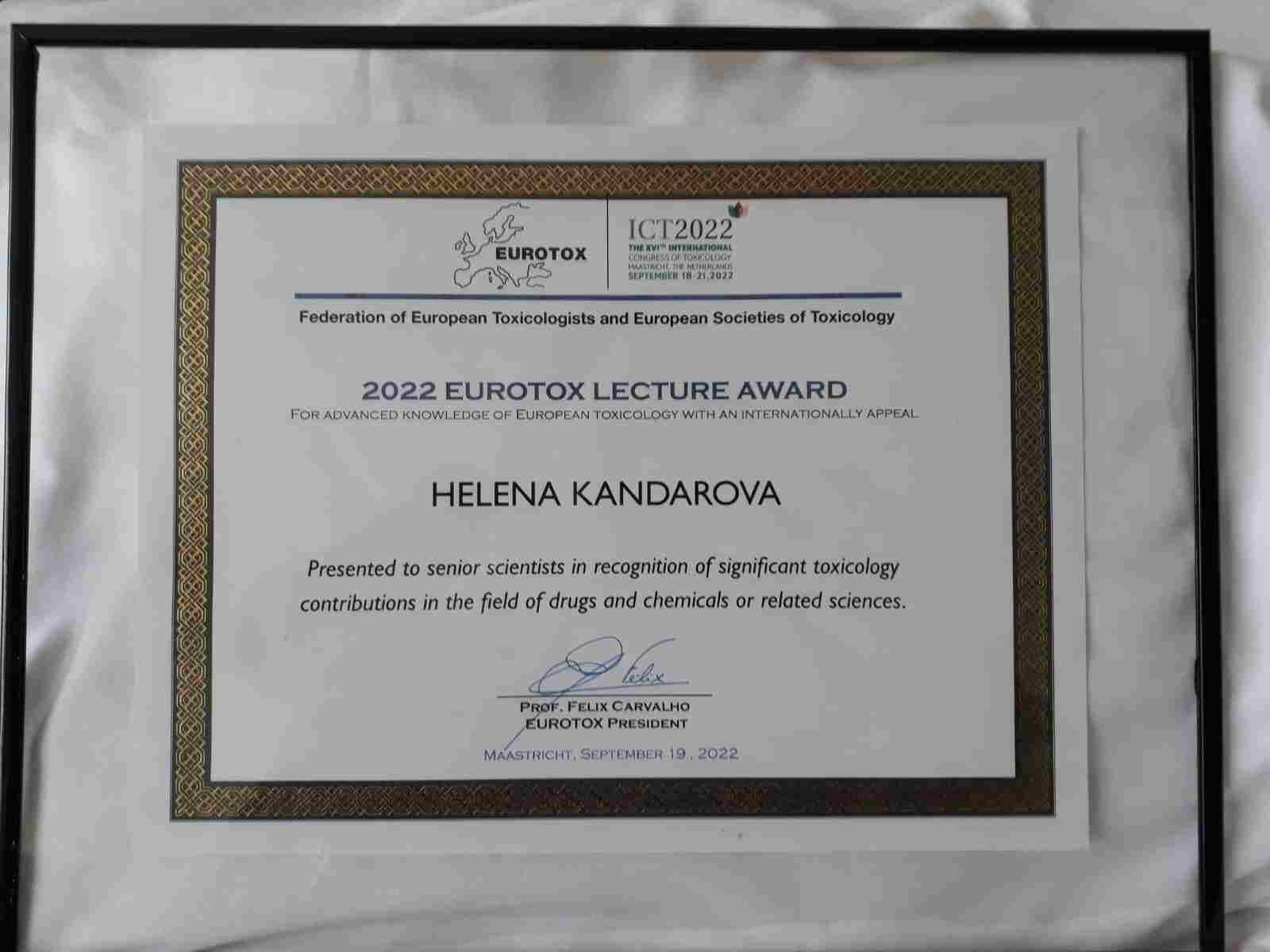Kandarova ocenenie Federacia europskych toxikologov_ocenenie