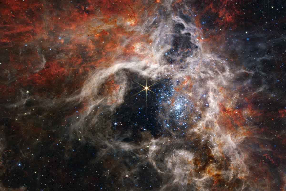 Hmlovina Tarantula vedcom ukazuje región, kde vznikajú tisíce nových hviezd