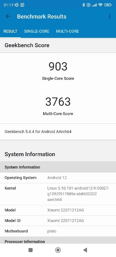 benchmark Xiaomi 12T