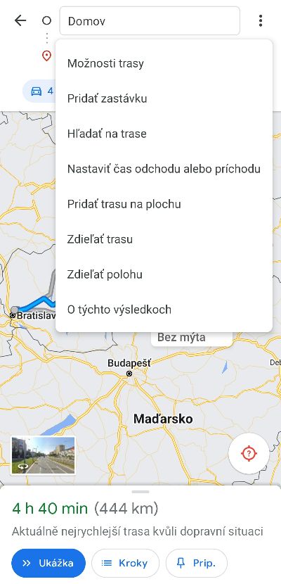 Google Mapy pridanie zastavky