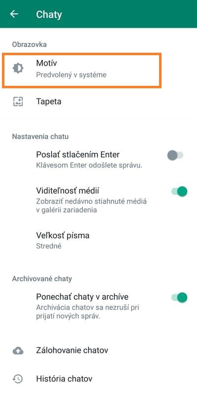 Označenie možnosti motív whatsapp