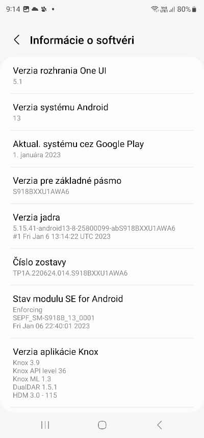 Samsung Galaxy S21 Ultra recenzia_predinstalovana verzia Androidu