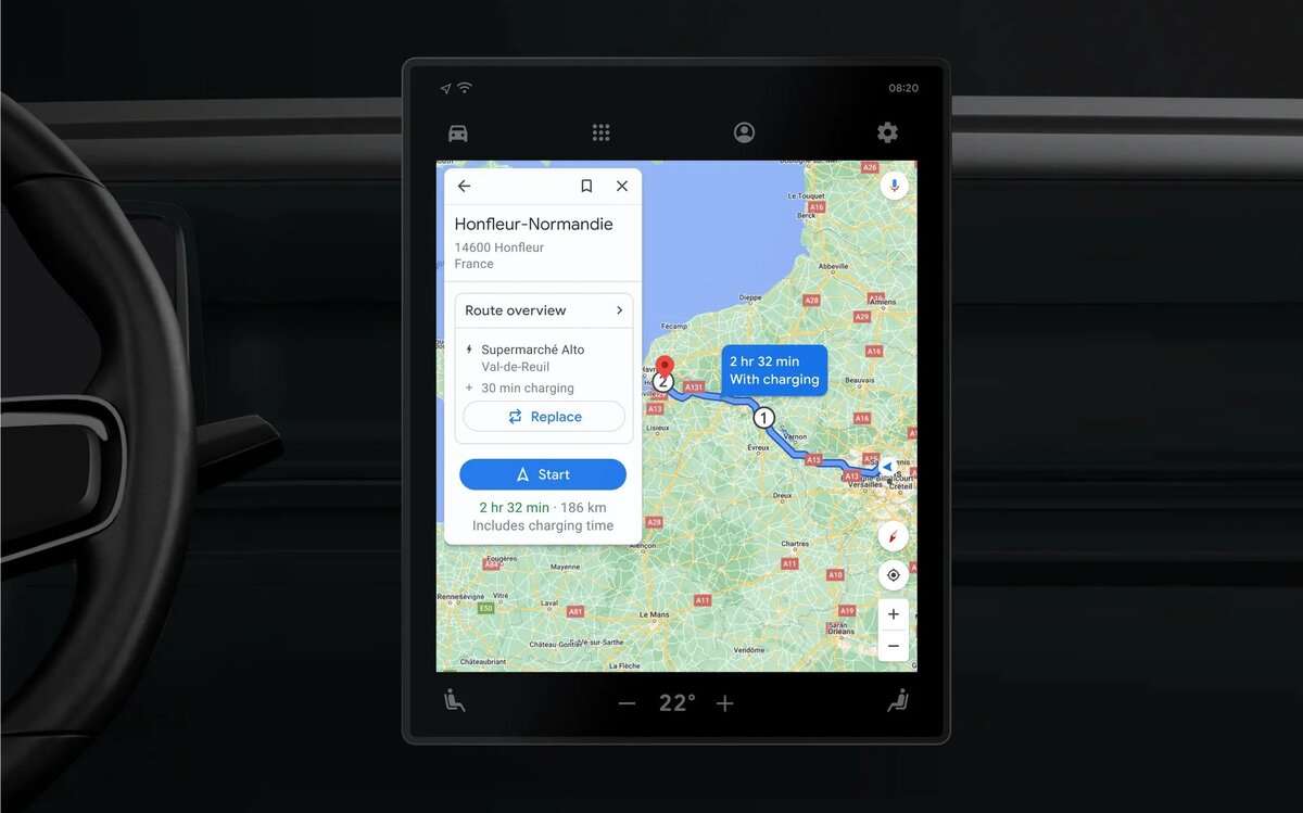google mapy navrhy zastavok pre EV auta