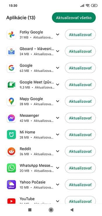 Ako aktualizovať aplikácie v obchode Google Play?