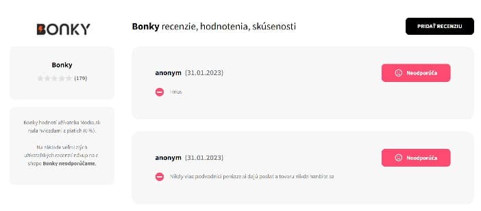 recenzie eshopu bonky.sk