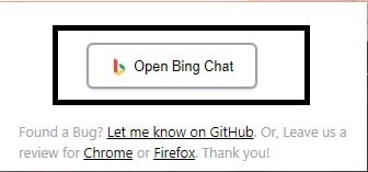 Možnosť Open Bing chat
