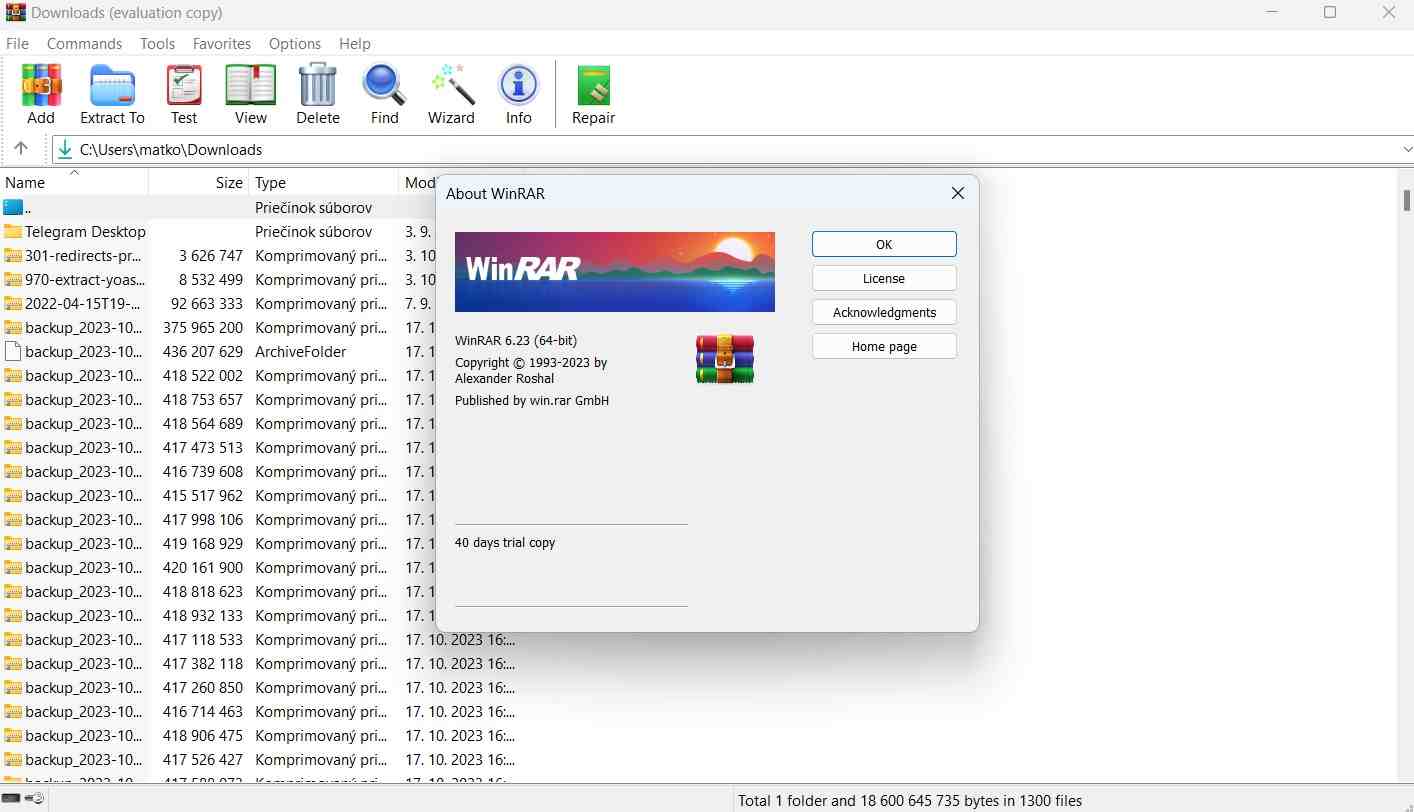 WinRAR ako pozriet aktualnu verziu