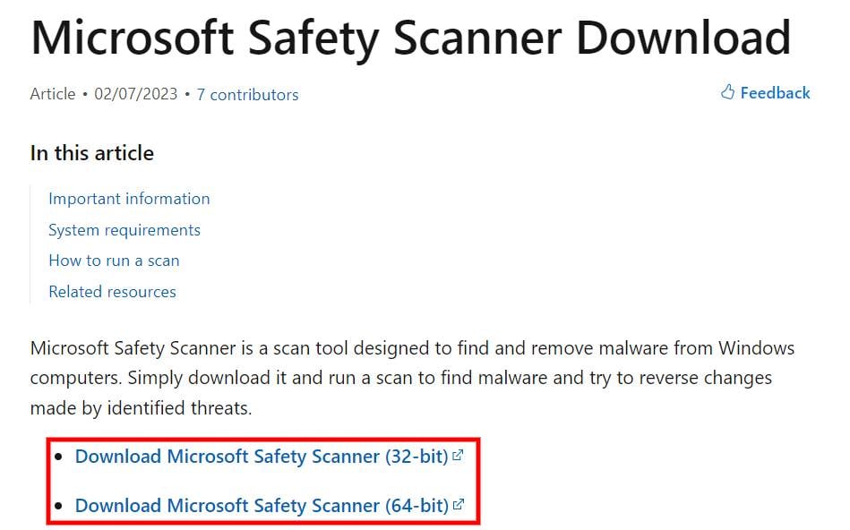 Microsoft Sagety Scanner_zvolenie programu