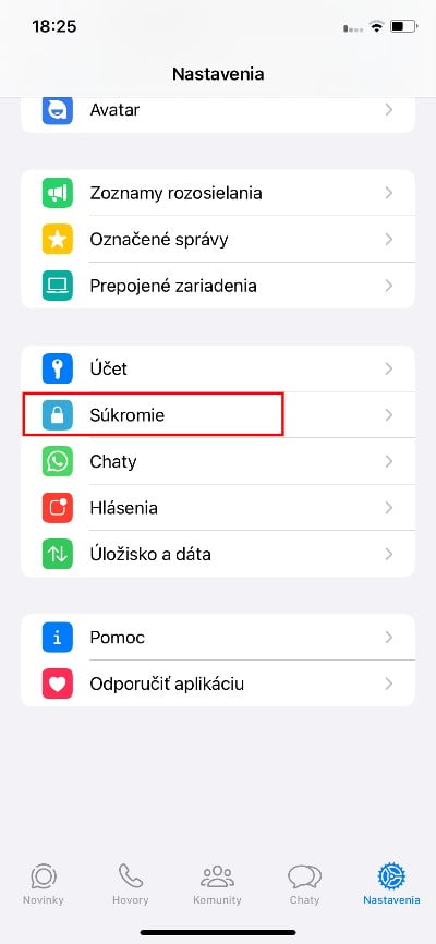 súkromie whatsapp