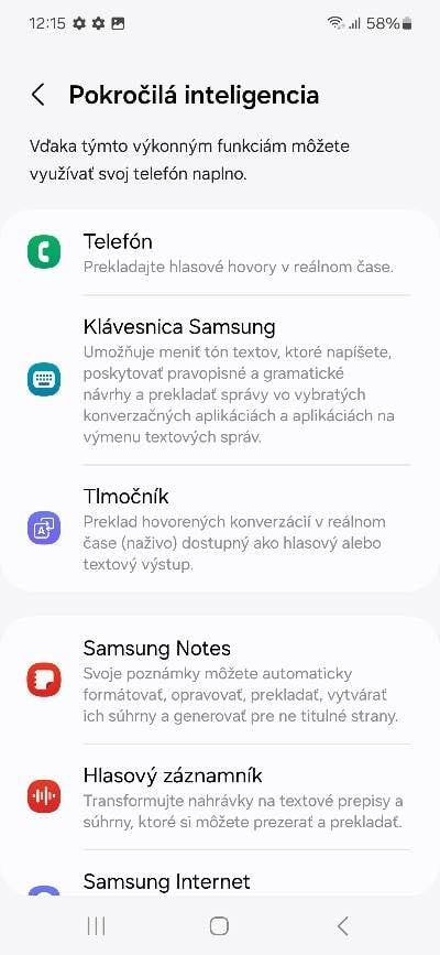 Samsung AI funkcie a ich aktivovanie