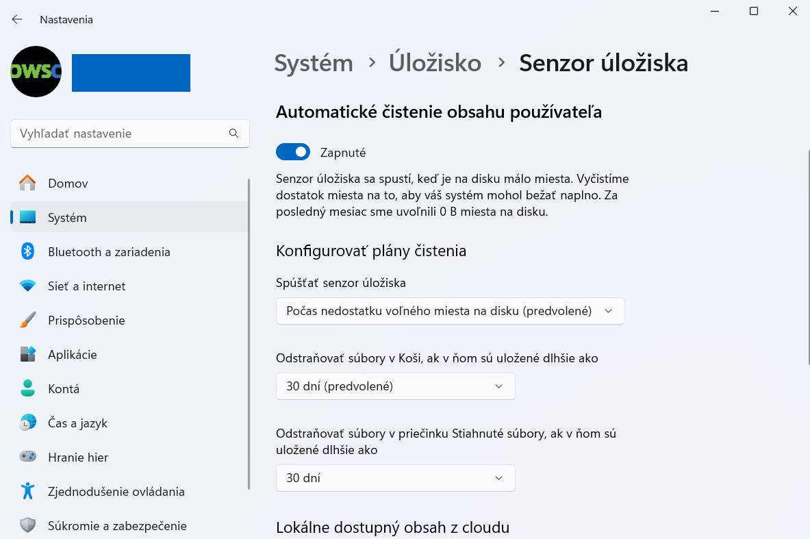 Windows Senzor Storage _ senzor uloziska_nastavenia_2