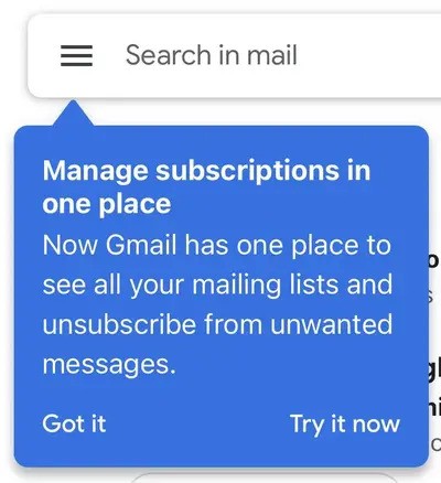 Gmail upozornenie na novu kartu so spravou odberu newslettera