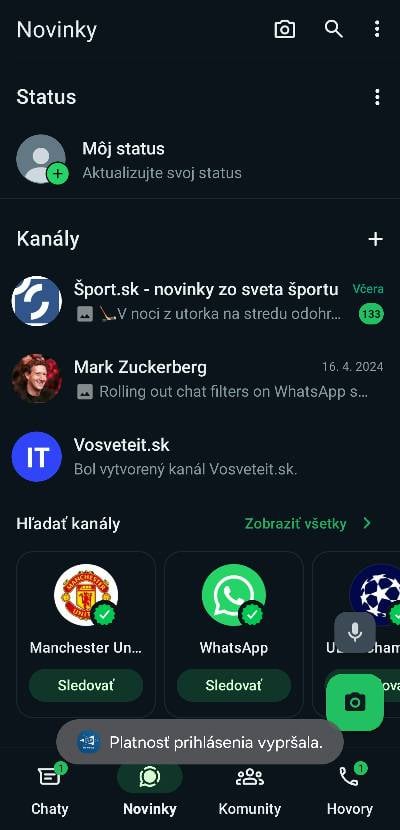 WhatsApp novinky kanaly