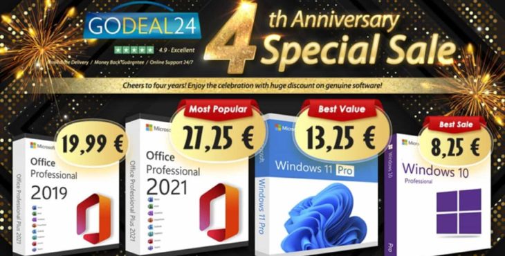 Operačný systém Windows 11 či Office 2021 Pro za bezkonkurenčne nízke ceny! Godeal24.com oslavuje svoje 4....