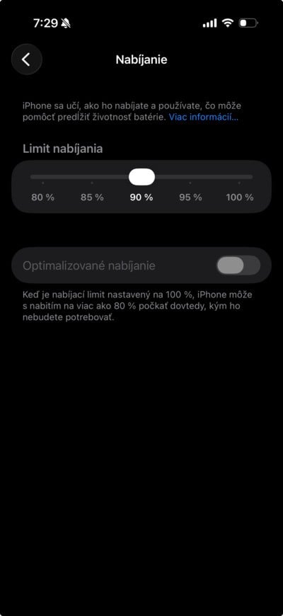 iphone optimalizovane nabijanie