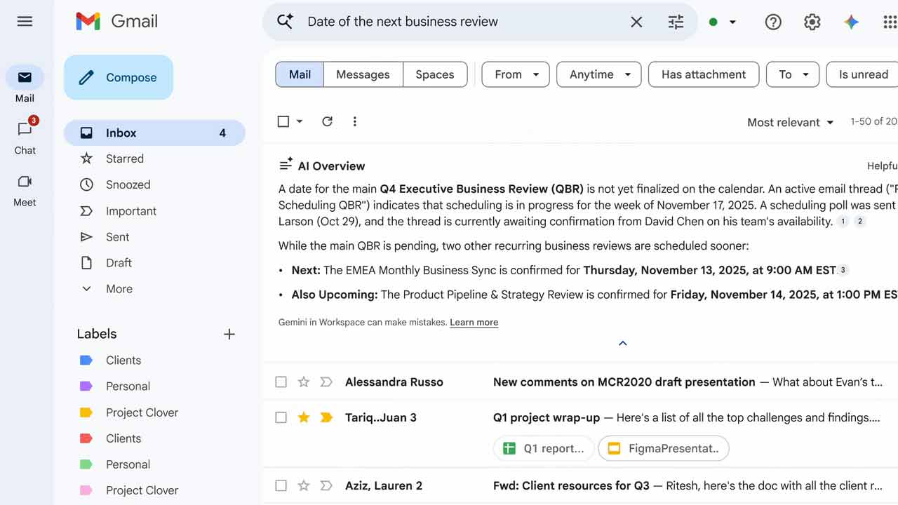 Google zavádza AI overview aj do Gmailu