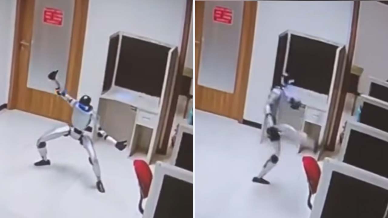 VIDEO: Humanoidný robot sa v kancelárii rozbehol proti ľuďom a začal ich kopať. Vzbura stroja to však nebola
