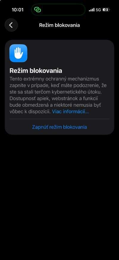 Lockdown Mode rezim blokovania