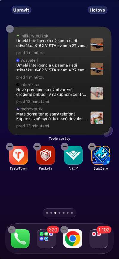 Widget tvoje spravy iOS