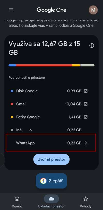 WhatsApp zaloha gmail