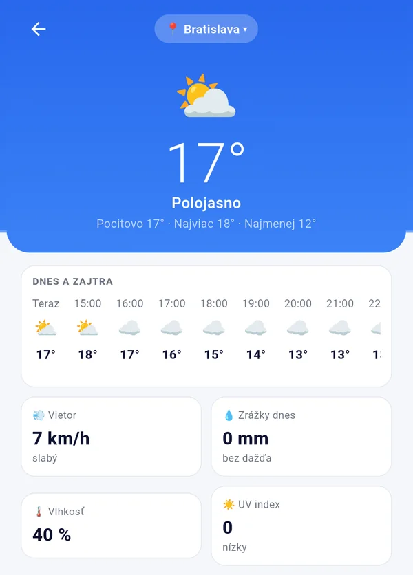 Počasie v aplikácii Tvoje správy